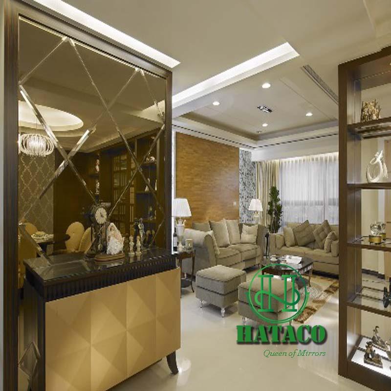 gương trang trí màu trà